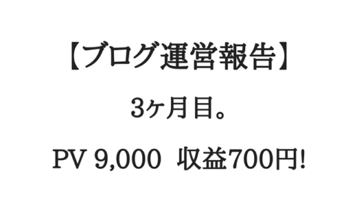 【ブログ運営報告】3ヶ月目。PV9,000、収益700円！
